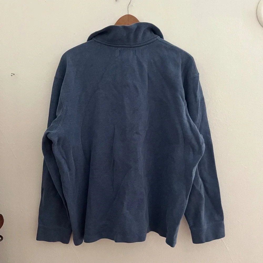 Vintage Polo Ralph Lauren Men's 100% Cotton Blue 1/4 Zip Sweater Size XL
